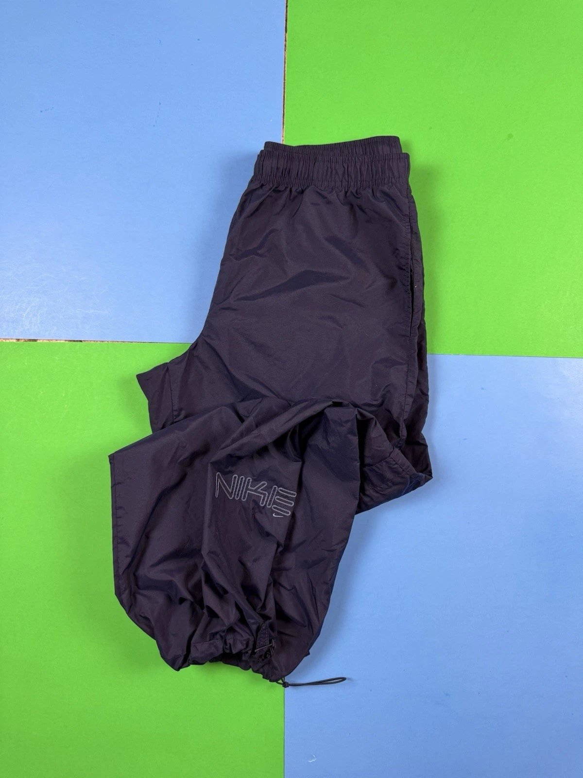 Vintage Y2k NIKE Swoosh Track Pants XL Navy Blue Embroidered Insignia