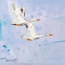 NEW Birds Flying 12x12 Geese PRINT of Painting by Artist Jose TRUJILLO