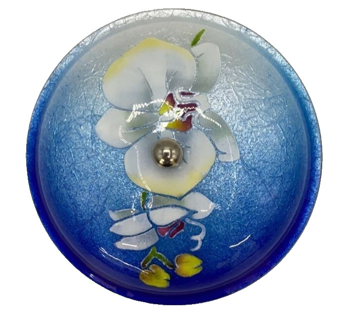 Ando Cloisonné Bonbonnièr Lidded Japanese Cloisonne Enamel Floral Orchid