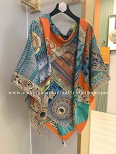 Sallys 70 % cachemir y 30 % seda envolvente bufanda estampado samurai chal doble cara 53"