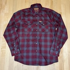Dixxon Flannel Co Shirt Mens M Saar Loos  Sons Pearl Snap Plaid D-Tech Wine