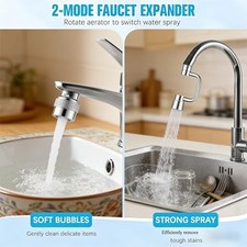 Universal Sink Faucet 1440 Rotatable Faucet Aerator Extension, U Shaped Faucet