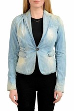 Dsquared2 Blue Distressed Women's One Button Blazer US S IT 40