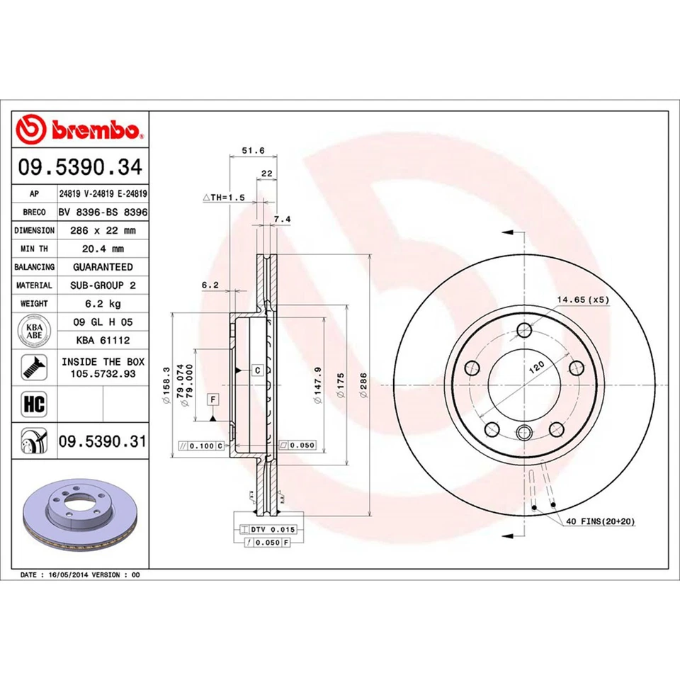 Juego de pastillas de freno de disco delanteras traseras Brembo rotor de freno de disco para BMW 323Ci 2000-2000 Foto 2 de 4