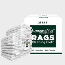 New Cotton Terry Rags 25 LB Box - White Cleaning Towels for Multipurpose Use