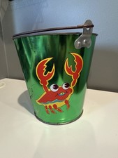 Vintage 1970s Ohio Art Sand Pail - Crab, Turtle Fish
