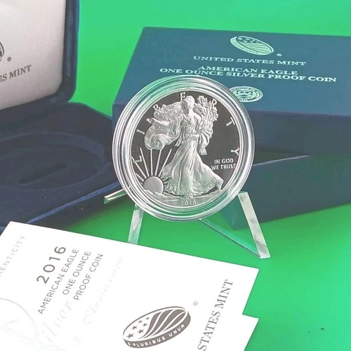 2016-W American Silver Eagle Proof 1oz $1 Coin 30th Anni Lettered Edge OGP COA