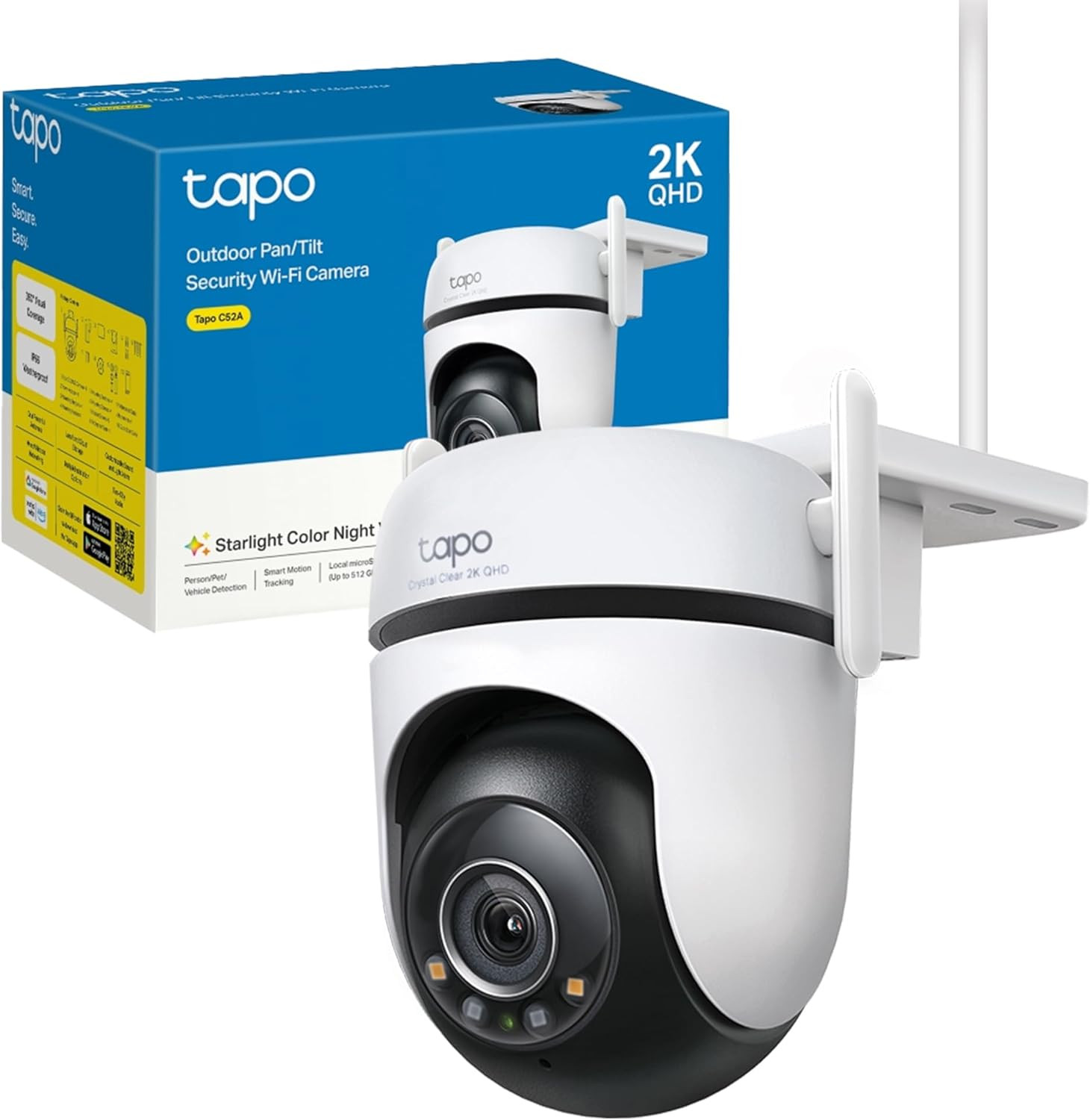 2K 4MP Telecamera Wifi Esterno Visione Notturna a Colori Starlight, PTZ 360°, IP