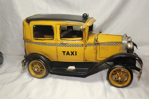 1931 US TAXI, 34CM Taxicab Car Tin Metal Reproduction Model Handmade Antique