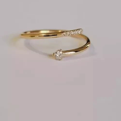 Women's Stunning Bypass Ring 0.50Ct Simulated Diamond In 14K Yellow Gold Plated