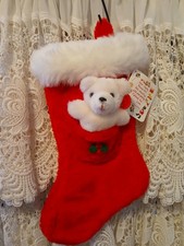 Russ teddy bear plush stocking vintage 80s 90s New with tag.