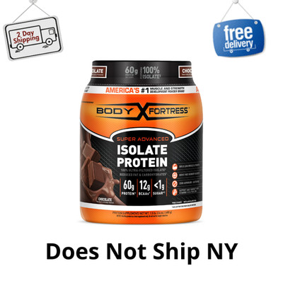 Body Fortress Isolate Protein Powder, Chocolate 1.5 lbs, 60g High Protein, BCAAs