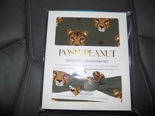 POSH PEANUT AMINA TAUPE SWADDLE AND HEADWRAP SET NEW