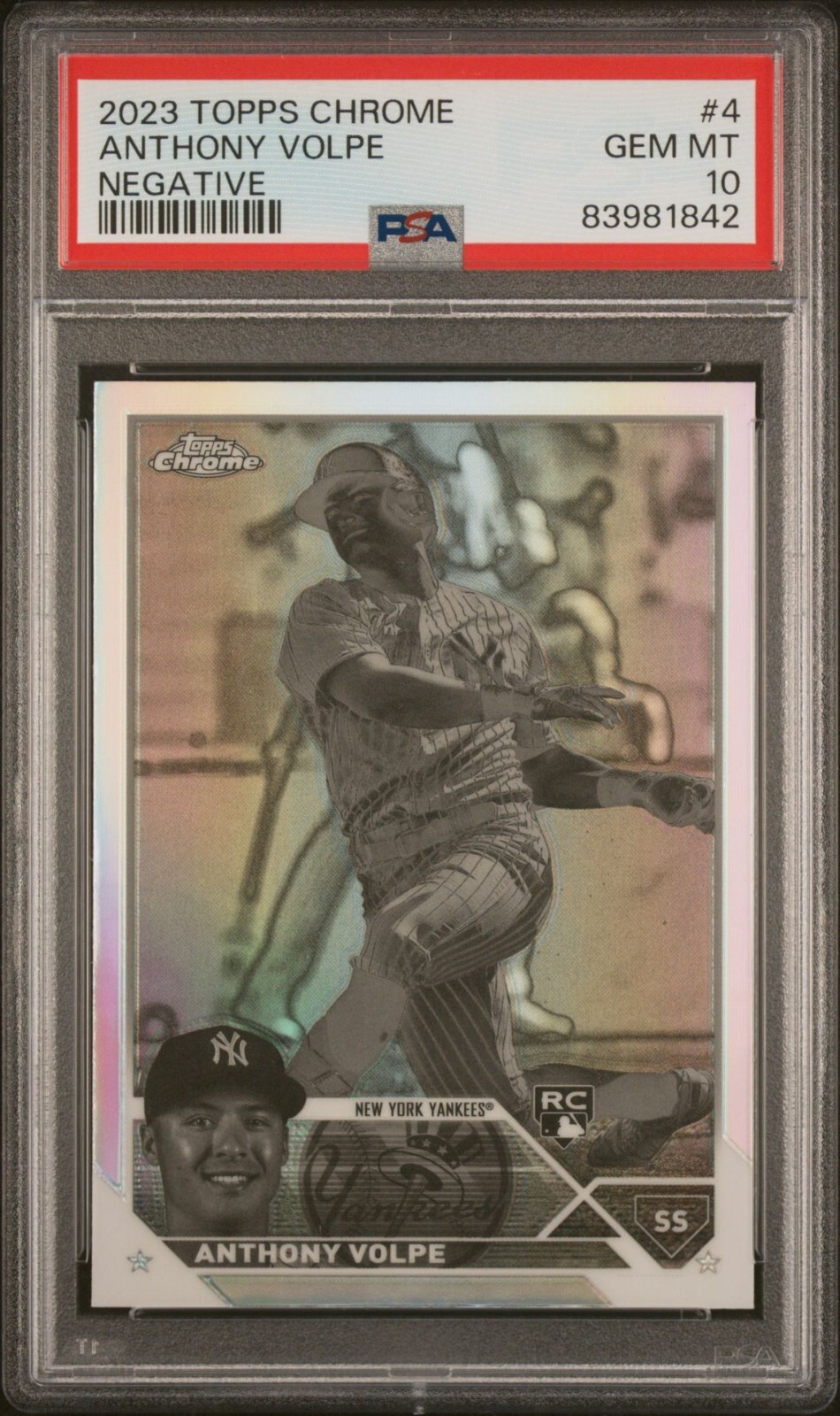 2023 Topps Chrome Anthony Volpe Rookie #4 PSA 10 Negative Refractor Gem Mint