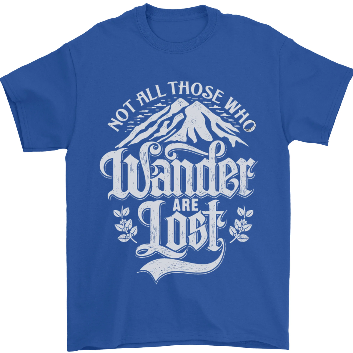 T-Shirt Uomo "Not All Who Wander Are Lost", Verde Militare, Taglia XL - Maglietta Con Stampa Digitale Morbida