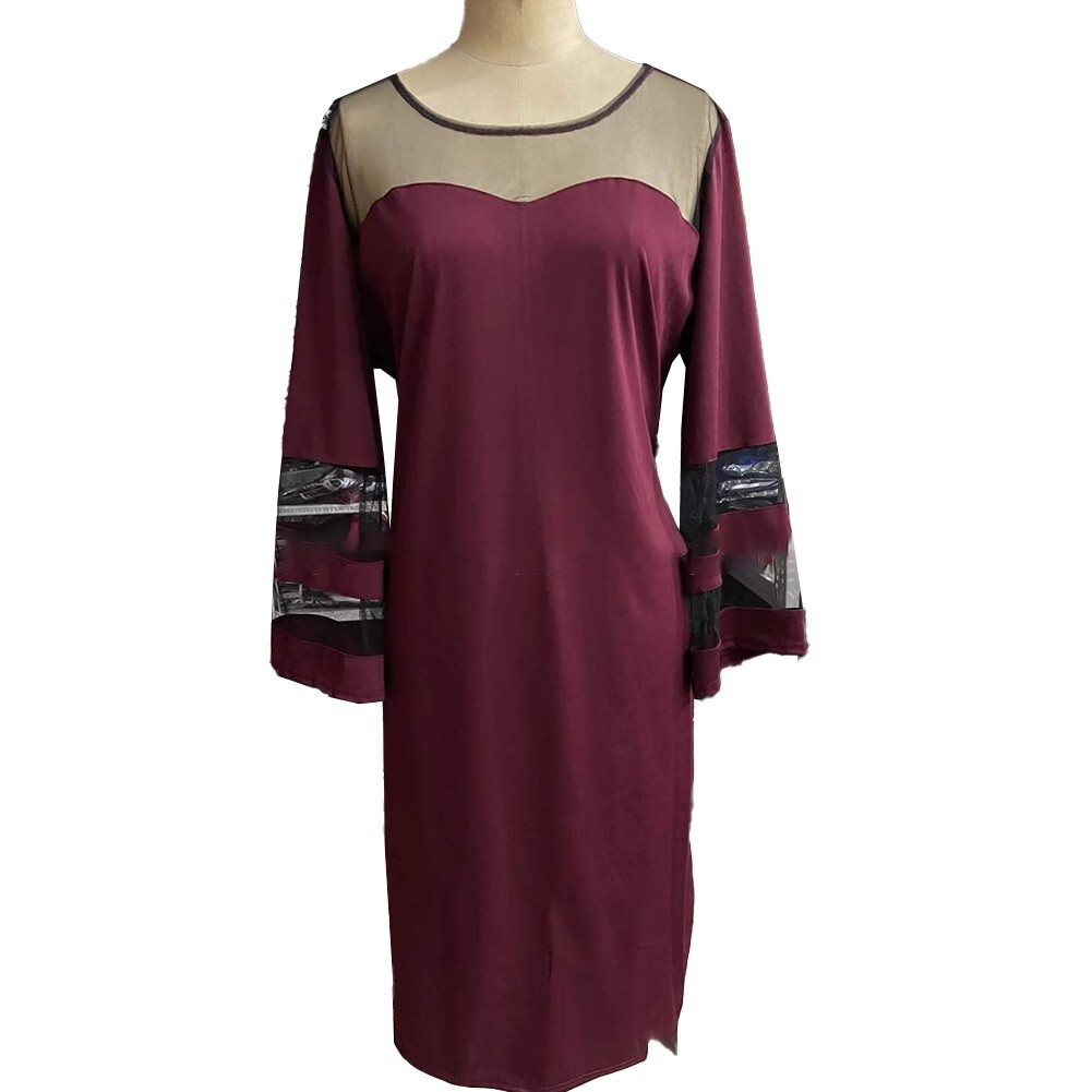 1*Plus Size Women Mesh Midi Transparent Dress Cocktail Club Evening