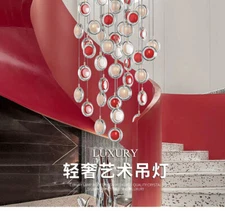 Crystal Lights Pendant Lamp Chandelier Villa Stairs Lighting LED Ceiling Fixture