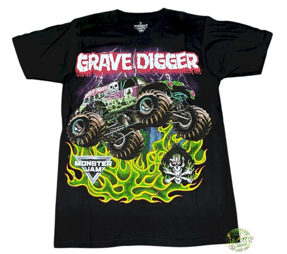 New Grave Digger Monster Jam Truck Black Classic Men's T-Shirt - Image 2 of 2