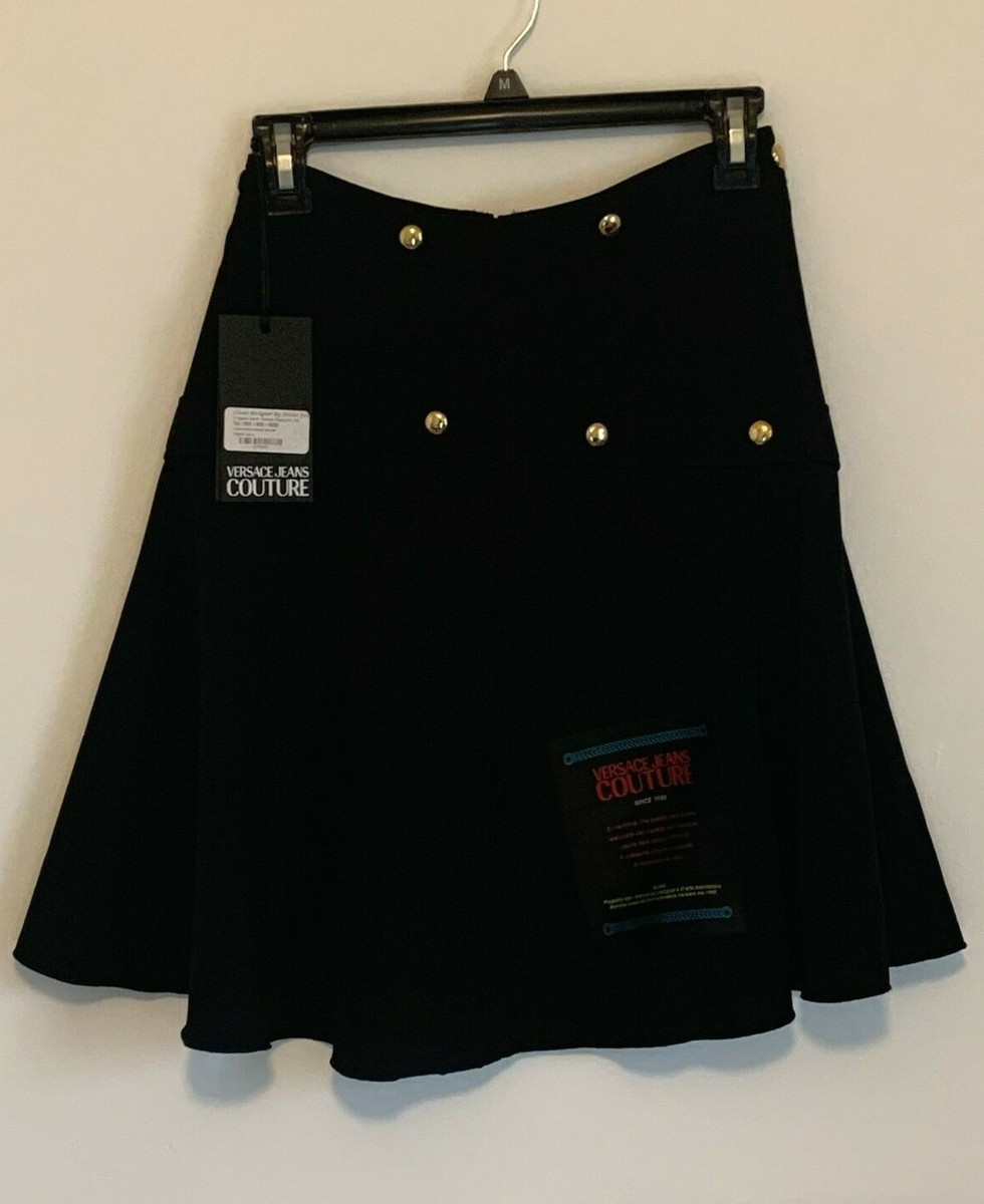 【関税&送料込み】Versace Black Midi Skirt With Two Pin De VERSACE JEANS COUTURE BLACK MIDI SKIRT | eBay