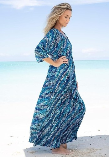 Swimsuits For All Women's Plus Size Faux-Wrap Swim Cover Up Dress size 26/28 NEW