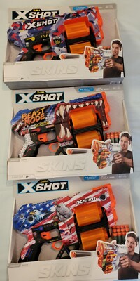 Lot Of 3 Zuru X Shot Dread Boom Skins Blasters Toy Gun 8+ Malice Beast Out