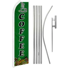 Coffee Swooper Flutter Feather Advertising Beverage Flag & Pole Kit