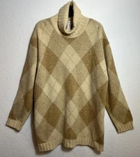NWT! VTG Jones New York Lambswool Angora Rabbit Hair Turtleneck Sweater Camel Lg