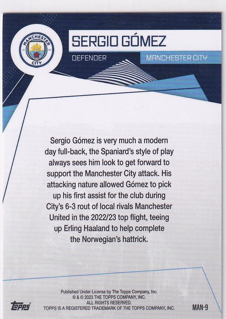 Topps Manchester City 23/24 Fan Set 2023/2024 MAN-9 Sergio