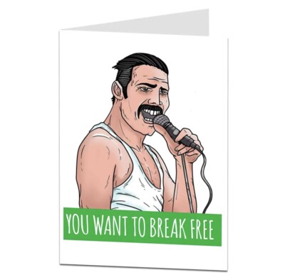 Lustige Grußkarte Abschied/neuer Job - Freddie Mercury - für ihn ihren Freund Familie