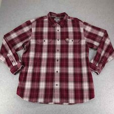 Carhartt Shirt Mens 2XL Red Plaid Long Sleeve Workwear Button Down Logo