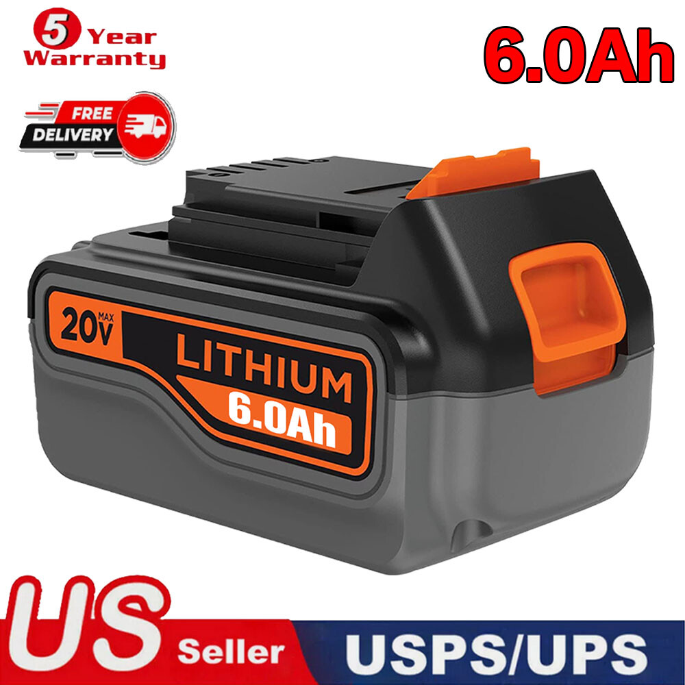 20V MAX 6.0Ah Lithium-ion Battery for Black+Decker 20V LBXR20 LB2X4020 Replacement