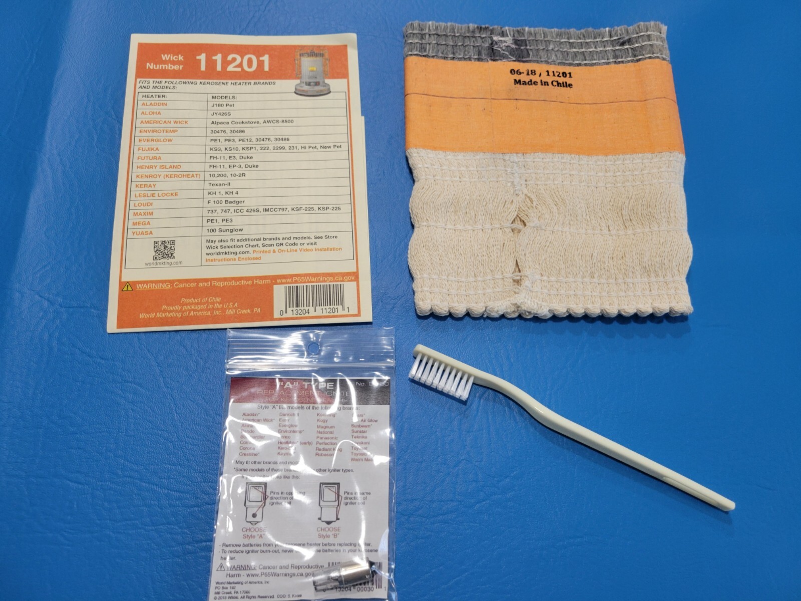 EVERGLOW PE1, PE3,PE12,30476,30486  KEROSENE HEATER WICK, IGNITER, BRUSH & GUIDE