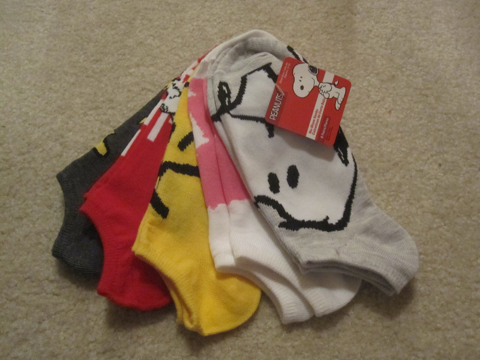 Snoopy No-Show Socks 5-Pack Brand New with Tags-image
