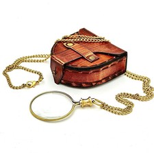 Brass Pocket Magnifying Glass with Leather Box Magnifying Glass for Reading