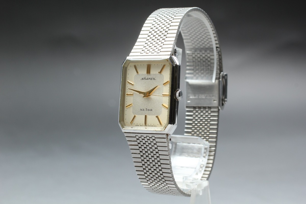 N MINT* Vintage CITIZEN Sharex 1032-T105000 Women 24mm TANK QZ