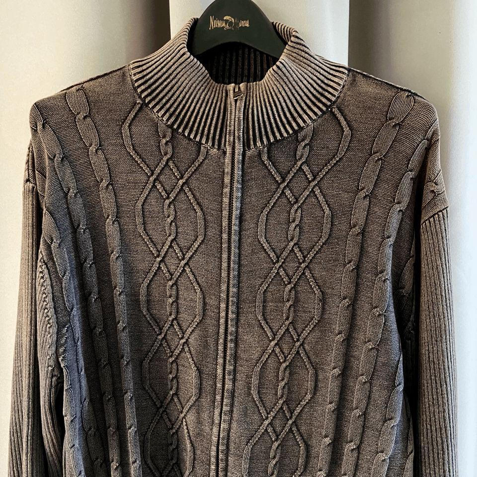 Park Slope Gray Mineral Wash Cable Knit Full Zip Sweater XL eBay