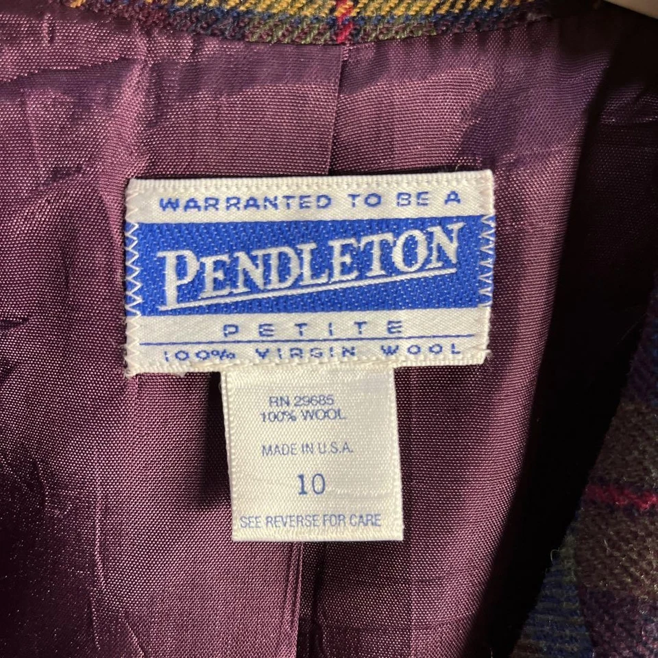PENDLETON RN29685 Veste Sur Mesure En Laine Taille 10 Pourpre - Photo 3/4