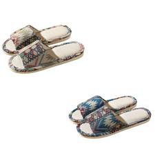 Cotton Linen Couple House Shoe Breathable Design Nonslip Base Indoor Slippers