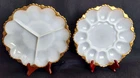 Anchor Hocking Fire King Glass Egg Plate & Divided serving Plate White Gold Trim