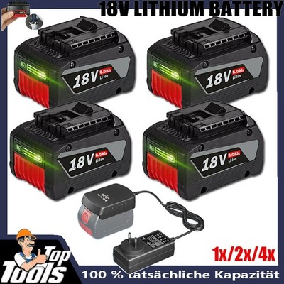 1-4PC 9,0Ah Akku für Bosch 18V Professional GBA GSR GSB BAT618 / Ladegerät Set