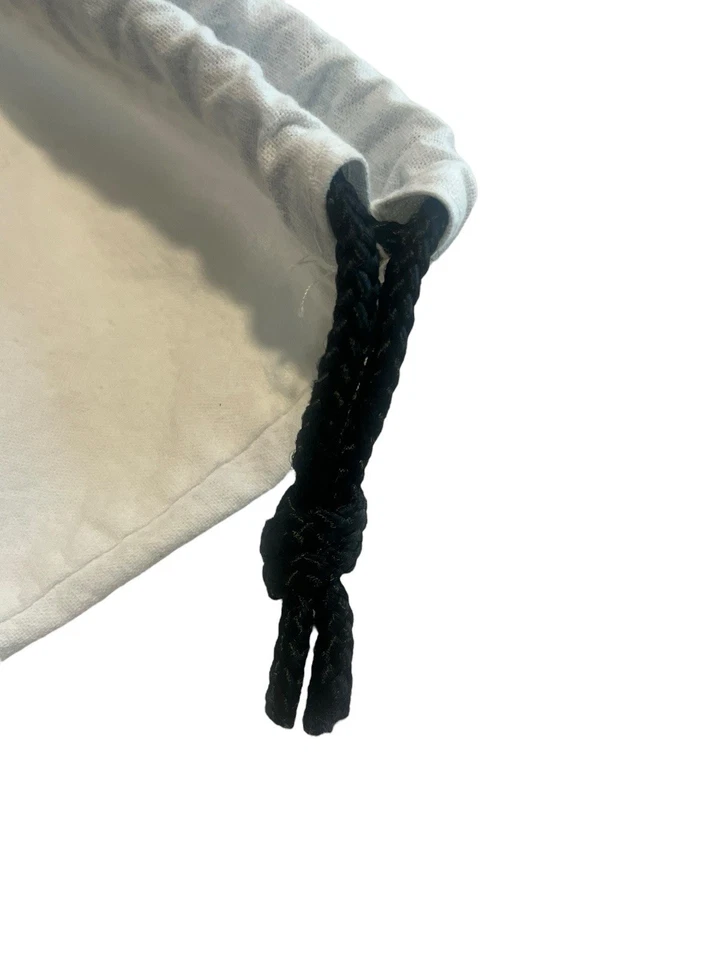 Bolso de Mano Nordstrom Rack Cinch de Lona 18.5 in x 17.5 in Blanco Azul Tronco Cuerda Negra Foto 4 de 4