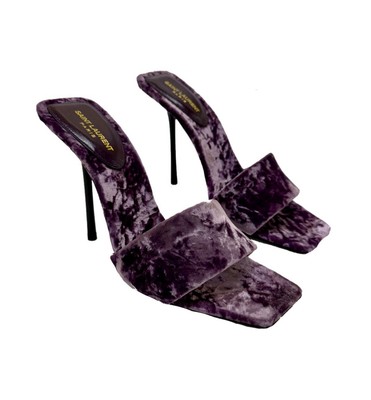 Saint Laurent Samt Sandalen Baliqua Style: 711172 Größe EU 38,5 / UK 5,5 Malva