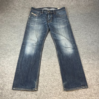 Diesel Herren Jeans Regular Straight 33 30 Dark Wash Blau Whiskering Larkee