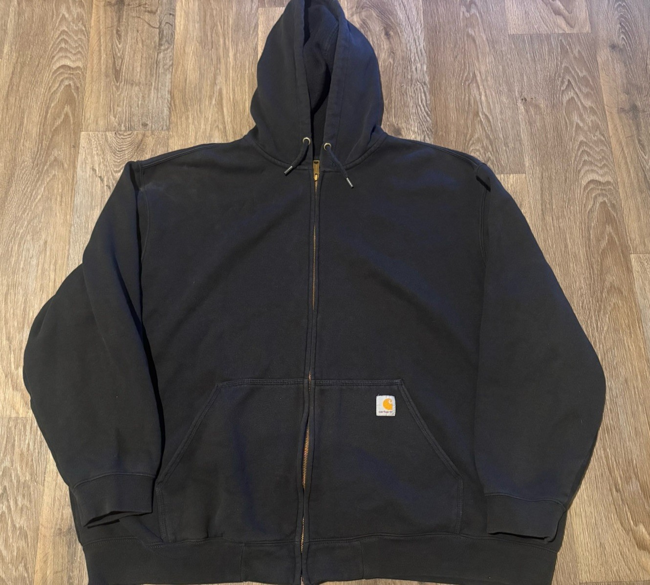 Carhartt Hoodie Mens 4XL Black Original Fit Full Zip Sweatshirt Outdoor Workwear