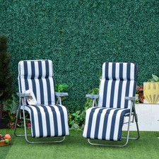 Garden Outdoor 2 Sun Recliner Chairs Reclining Lounger with Cushion