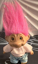 Trolls Troll Doll 4 in Bright Pink Straight Hair Removable Outfit Shirt Jeans