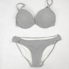 Exhilaration black and white pin stripe bikin...