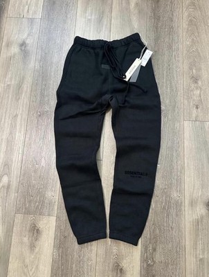 ESSENTIALS Men's Black Jogger Pants M Drawstring Adjustable Waist Tapered Fit
