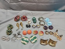 Vintage Clip On Earrings Lot -18 Pairs Some Older Mostly Unsigned/unmarked