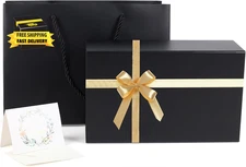 Gift Boxes with Lids for Presents, 9.8X5.9X3.4'' Black Boxes for Gifts, Groomsma